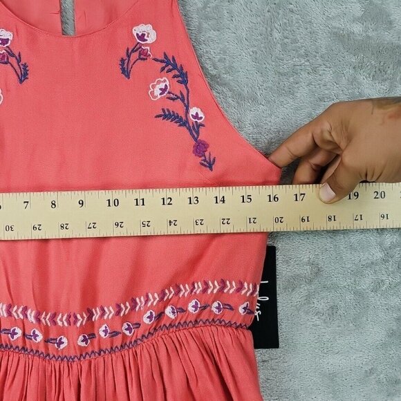 Lulus Dress Womens S Coral Embroidered Flowers Sleeveless A-Line Mini Sundress - Picture 5 of 8